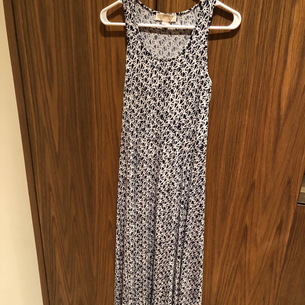 Michael Kors Blue/White Patterned Maxi Dress